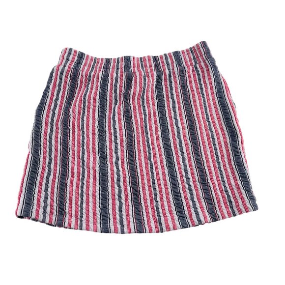 Caslon Striped Cotton Skirt With Pockets Elastic Waist Size Medium Blue Red - Picture 5 of 5